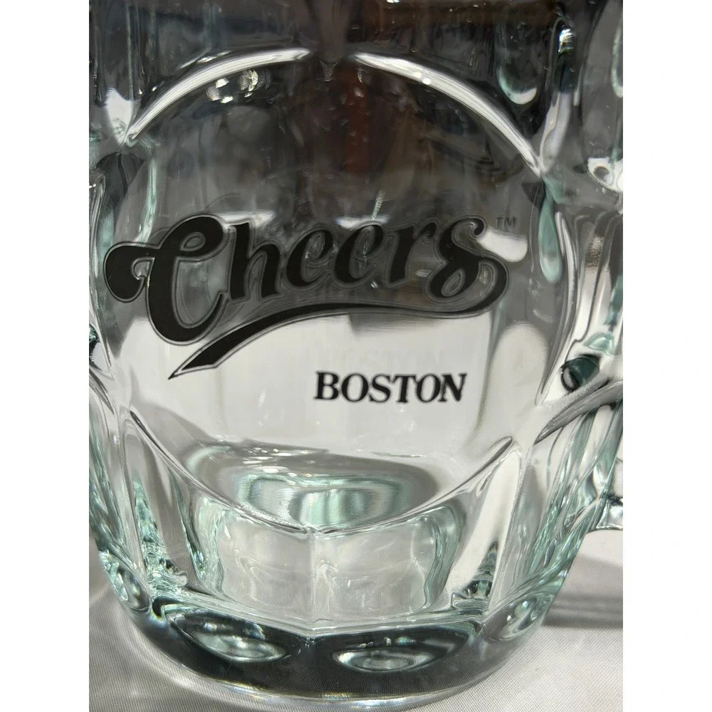 Cheers Boston Glass Beer Mug Dimpled Tankard Pint Glass Vintage TV Show Logo